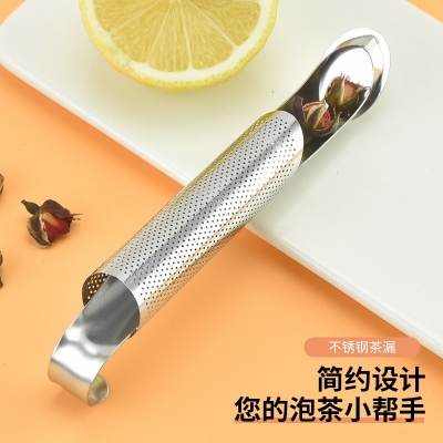 Picture of Kitchen Tea Infusers Diffuser Pipe with Hanging Hook Handle Stainless Steel Tea Filter Strainer for Coffee Herb & Spice - Silver