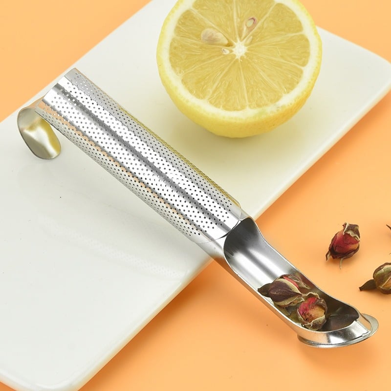 Picture of Kitchen Tea Infusers Diffuser Pipe with Hanging Hook Handle Stainless Steel Tea Filter Strainer for Coffee Herb & Spice - Silver