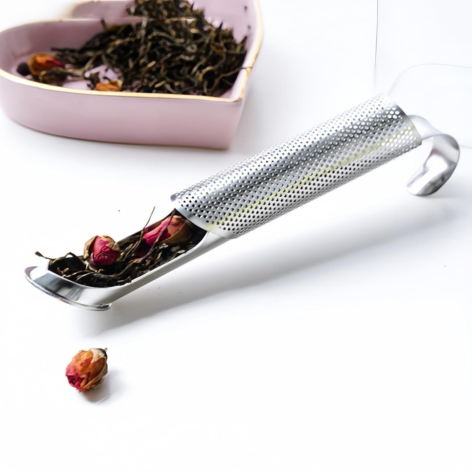 Picture of Kitchen Tea Infusers Diffuser Pipe with Hanging Hook Handle Stainless Steel Tea Filter Strainer for Coffee Herb & Spice - Silver
