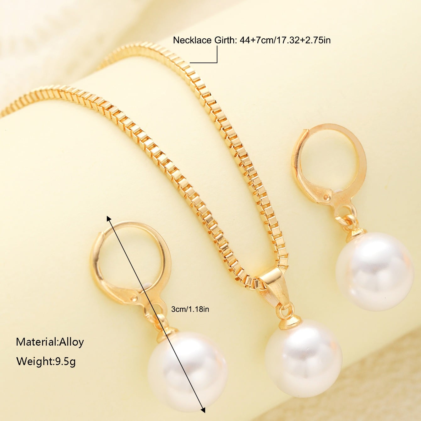 Picture of Pearl Pendant Drop Necklace Set For Women - Gold