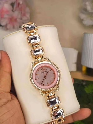 Picture of Water Diamond Watch Sparkling Glitter Women's Quartz Watch with Silver Dial And Genuine Leather Band