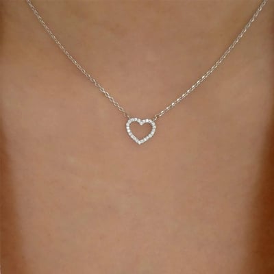 Picture of Style Luxury Emerald Rhinestone Teardrop Necklace - Green Crystal Clavicle Chain for Women - Silver