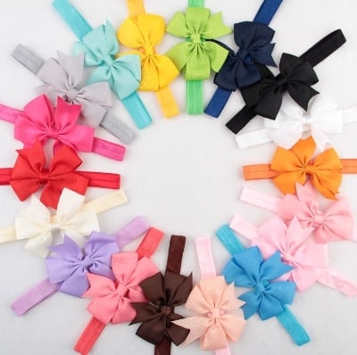 Picture of Baby Headband Flower Design Solid Color Baby Girls Hairband