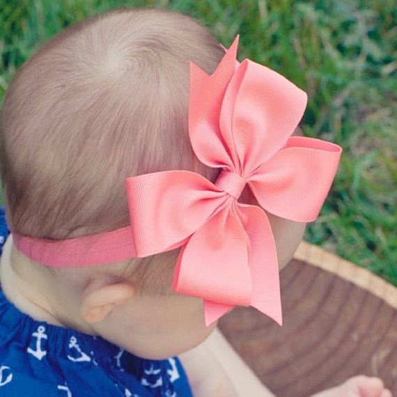 Picture of Baby Headband Flower Design Solid Color Baby Girls Hairband