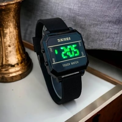 Picture of Digital Display Touch Screen Rubber Strap Fashionable Wrist Watch for All Men Women - Black