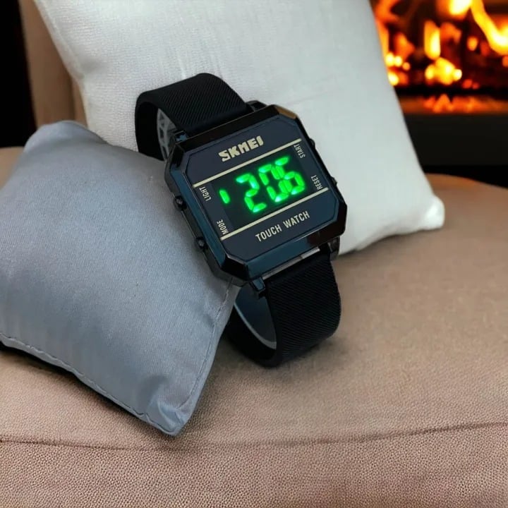 Picture of Digital Display Touch Screen Rubber Strap Fashionable Wrist Watch for All Men Women - Black