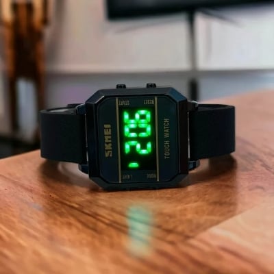 Picture of Digital Display Touch Screen Rubber Strap Fashionable Wrist Watch for All Men Women - Black