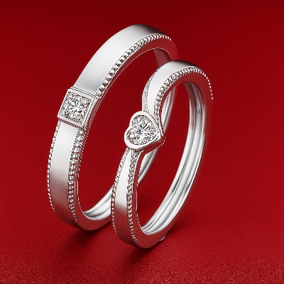 Picture of King and Queen Couple Ring Propose Ring Gift & Love Ring 2-Pcs - Adjustable