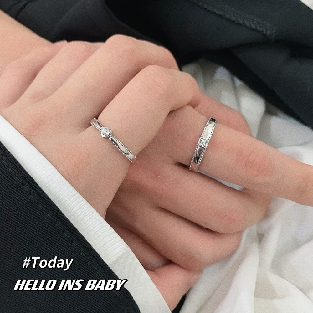 Picture of King and Queen Couple Ring Propose Ring Gift & Love Ring 2-Pcs - Adjustable