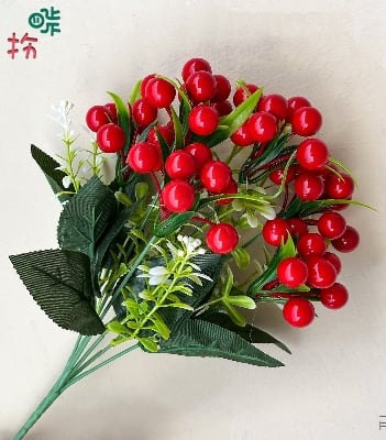 Picture of Luxshiny Artificial Hanging Vine with Fruit Decoration Simulated Vine for Home Office and Wedding Decor - Red