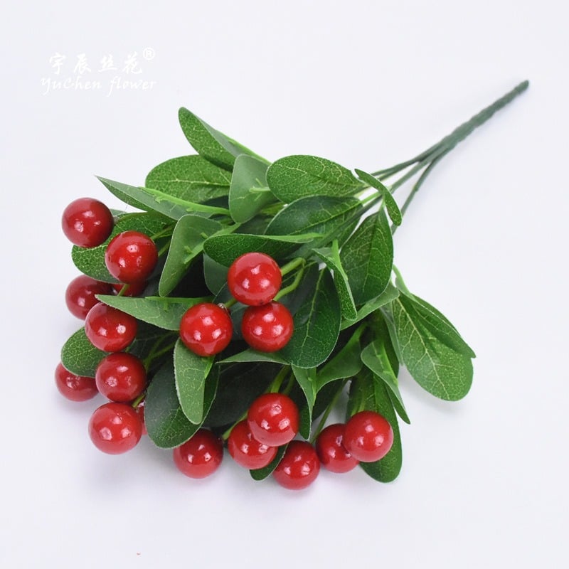 Picture of Luxshiny Artificial Hanging Vine with Fruit Decoration Simulated Vine for Home Office and Wedding Decor - Red