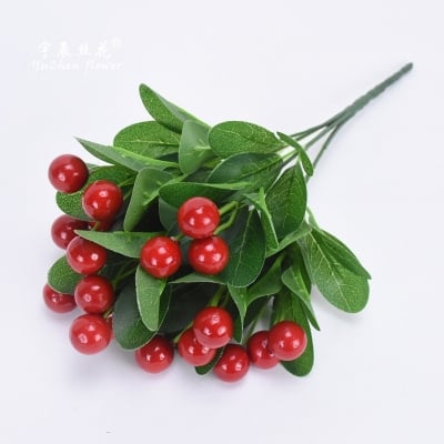 Picture of Luxshiny Artificial Hanging Vine with Fruit Decoration Simulated Vine for Home Office and Wedding Decor - Red