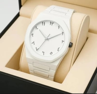 Picture of Arabic Watch Men's Quartz Watch Black PC Plastic watch for men - Aura Arabic Watch - White