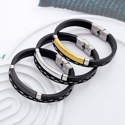 Picture of Luxury Finish Black/Silver/Gold Men's Wrist Jewelry Gift