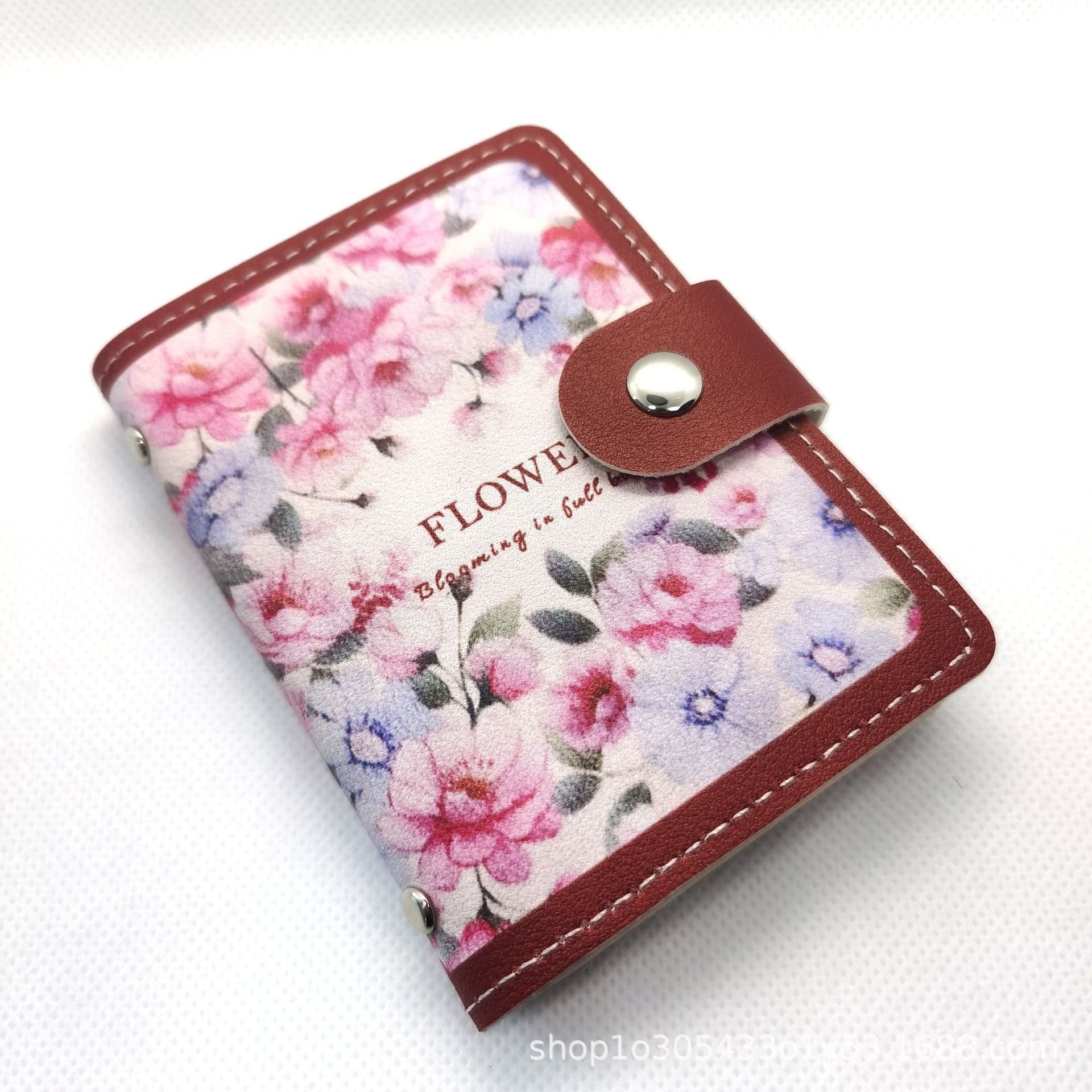 Picture of Chic & Pretty Women's Card Case with Vibrant Floral Motifs - Pink