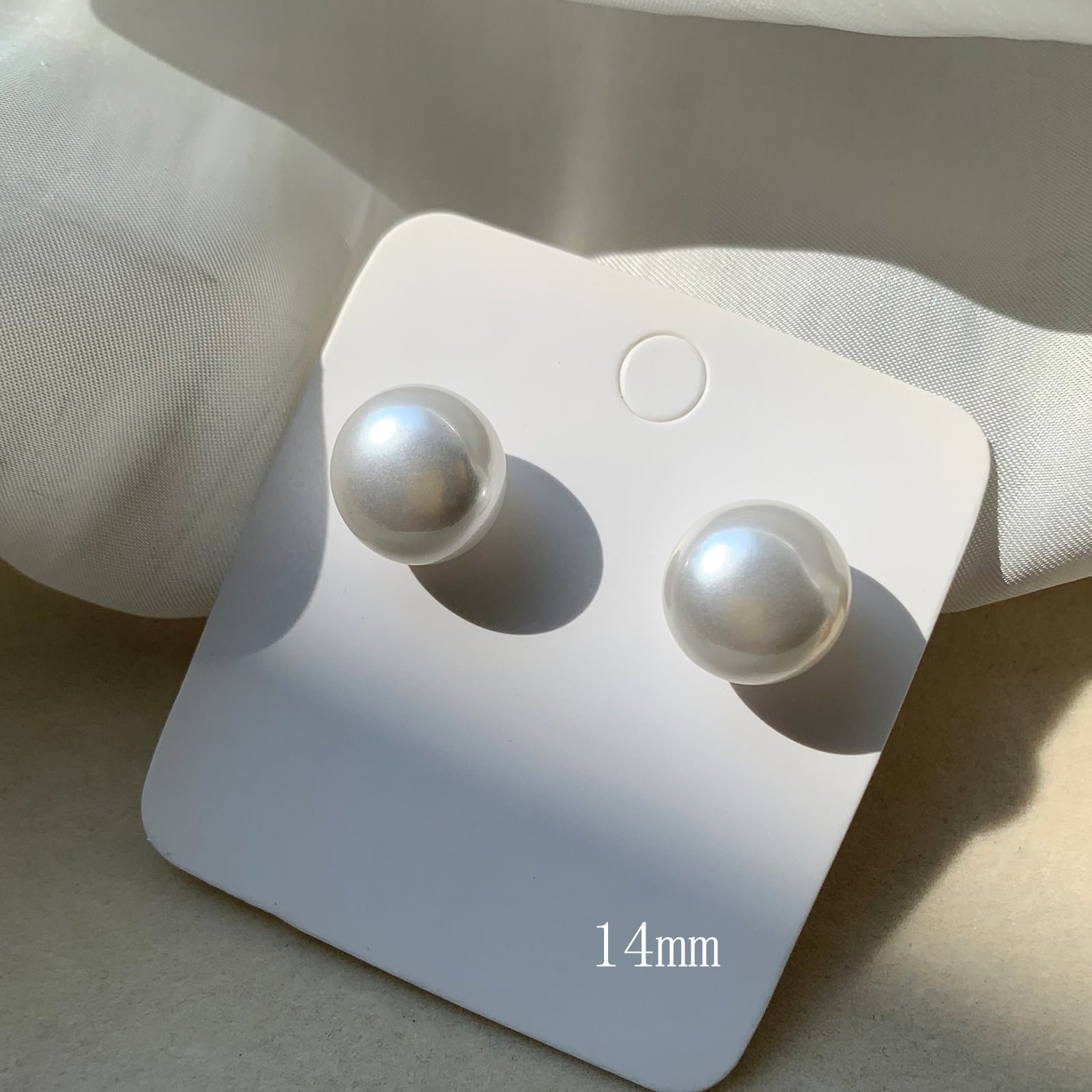 Picture of Classic Imitation Pearl Stud Earrings for Women & Girls - White