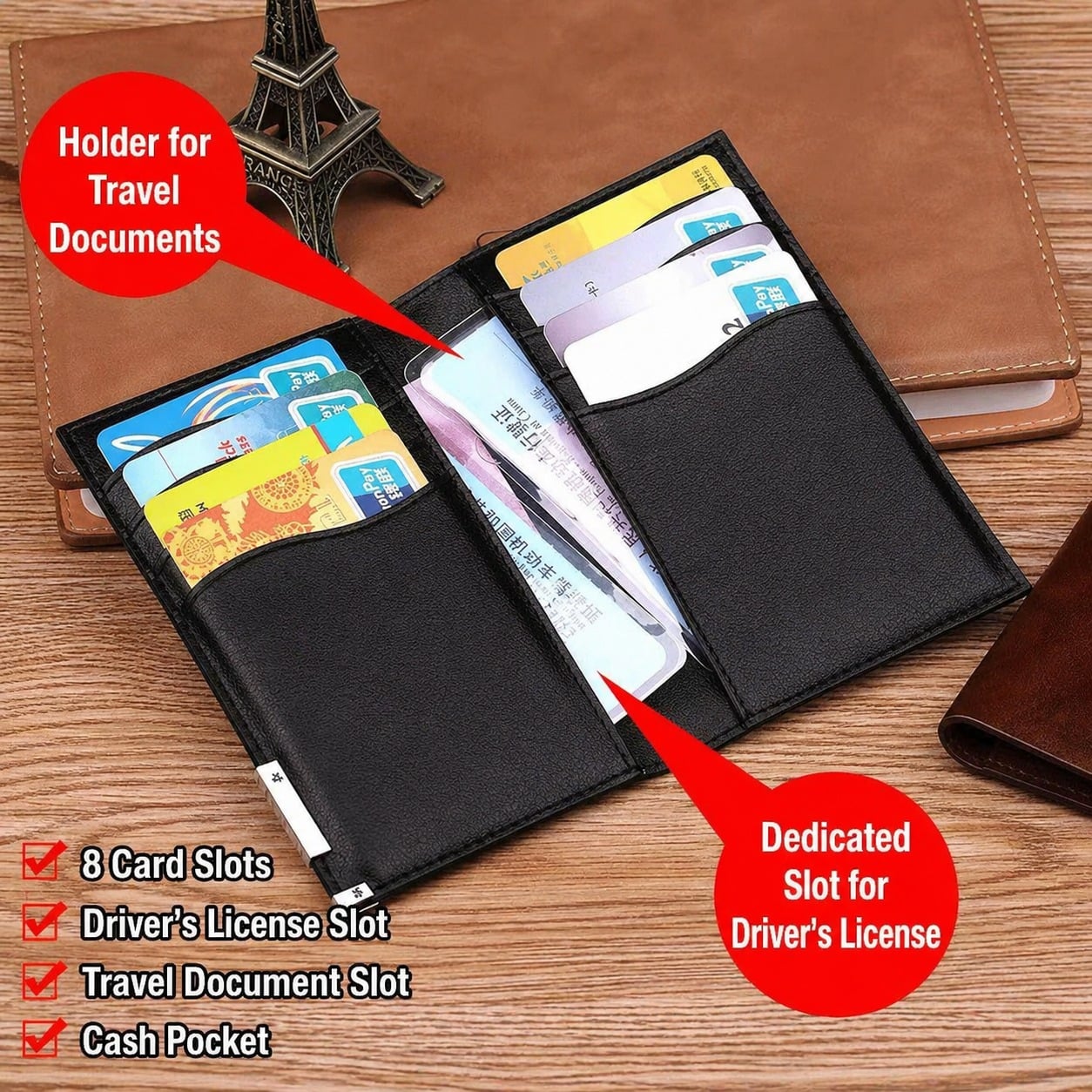 Picture of Stylish Black Leather Wallet for Men Slim Design