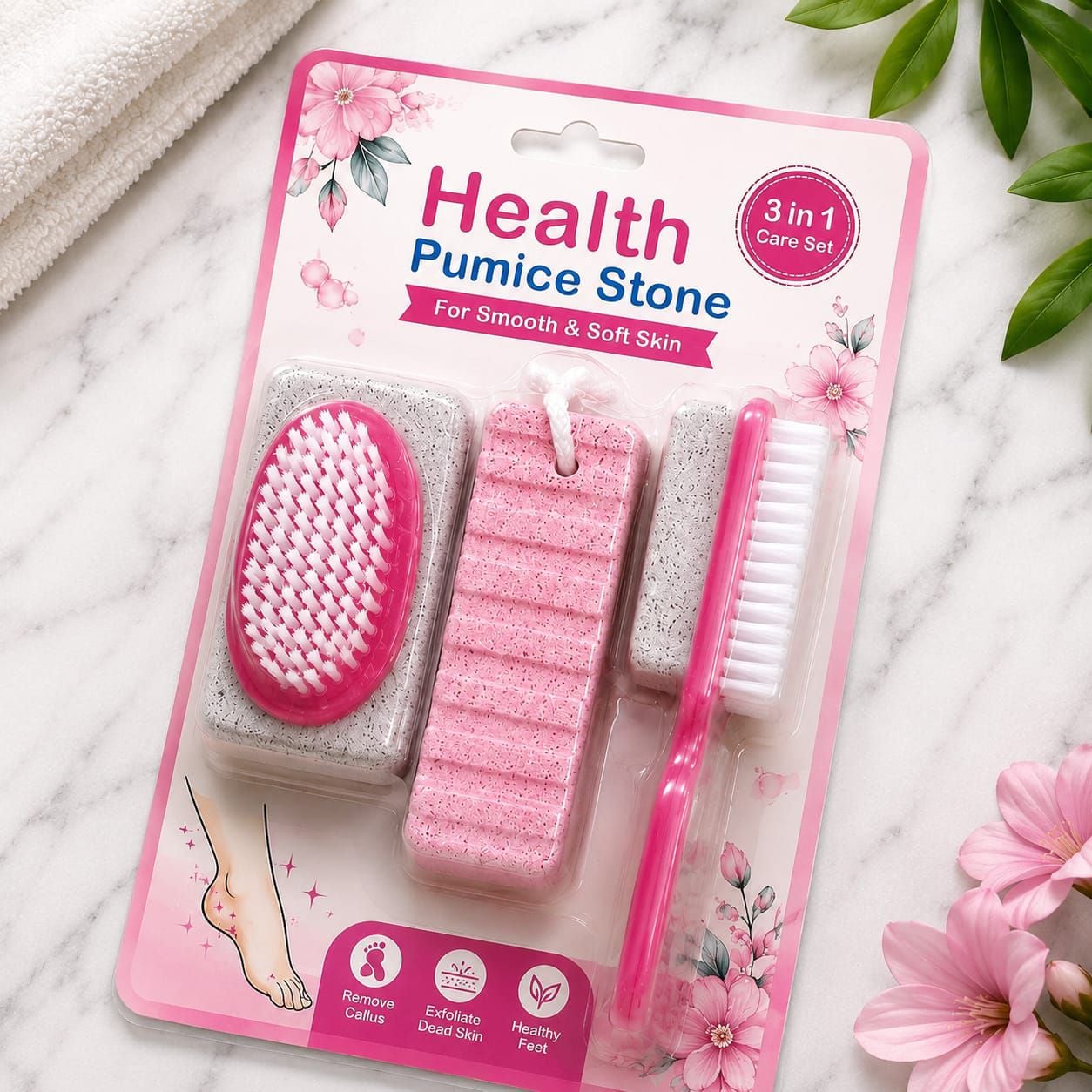 Picture of 3 in 1 Women Foot Care Pedicure Kit with Pumice Stone - Multicolor