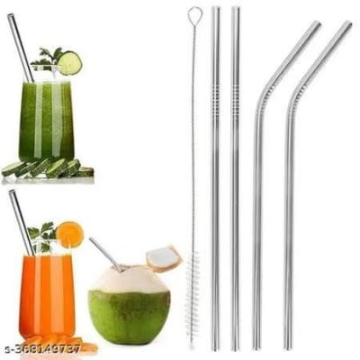 Picture of Reusable Metal Straw Set For Juice Soft Drinks And Dab Water - Multicolor