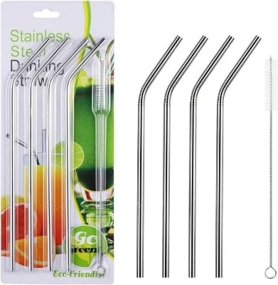 Picture of Reusable Metal Straw Set For Juice Soft Drinks And Dab Water - Multicolor