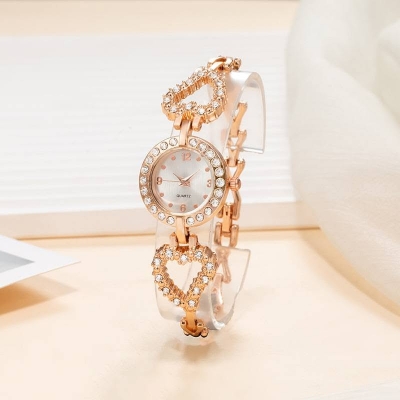 Picture of Luxury Women's Bracelet Wrist Watch | Stylish Crystal Heart Quartz Watch