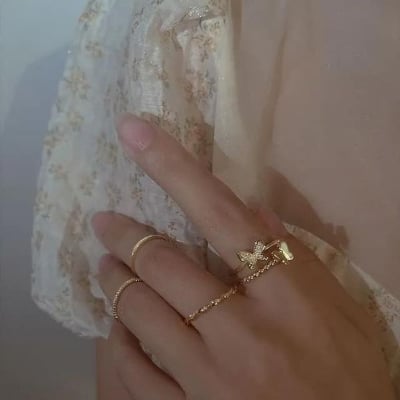Picture of Ensemble Yourself - Upscale Need - 4pcs/setZircon Butterfly Ring Set for Women - Sensible - Must Have - Understated Sophistication - Gold