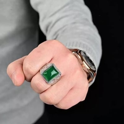 Picture of Athleisure - Avant Grade - Premium Quality - Green sapphire gemstone ring for men ring - Modern - Choice Expression - Well Inspired & Crafted - Green