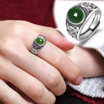 Picture of Athleisure - Avant Grade - Highly Durable - Stone silver plated ring For Women - Sustainable Choice - Well Inspired & Crafted - Green