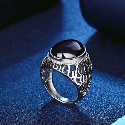 Picture of Athleisure - Avant Grade - Highly Durable - Stone silver plated ring For Women - Sustainable Choice - Well Inspired & Crafted - Green