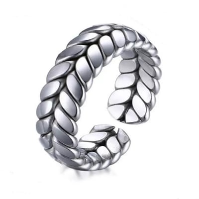 Picture of Ensemble Yourself - Custom Experience - FASHION NINE Simple Stainless Steel Wheat Opening Ring - Couture - High-end - Designed - Urban Vibes - Silver