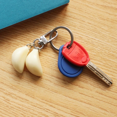 Picture of Garlic slice Keychains, novelty keychains, Garlic keyrings, birthday gifts,Tween gifts, teen gifts, Garlic gifts - White