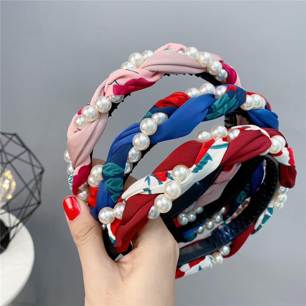 Picture of Superb Quality - Korean Style Blue Headband Floral Chiffon Hair Hoop For Women /Girls - Trend and Needful - Designed - Urban Vibes - Blue