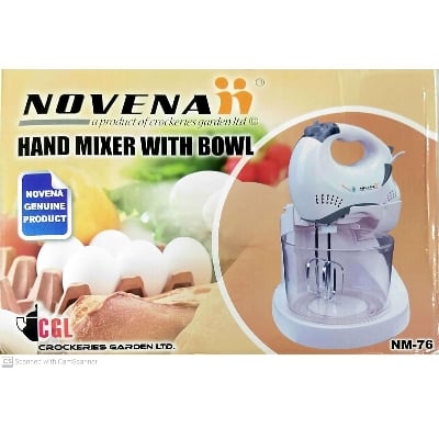 Picture of Novena Electric Egg Beater and Hand Mixer With Bowl NM-76 (White)