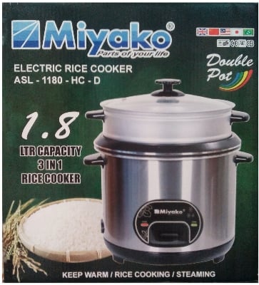 Picture of Miyako Rice Cooker Double Pots ASL-1180-HC-D 1.8 Litters