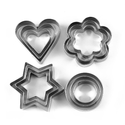 Picture of Stainless Steel Cookie Cutter Cake Muffin Decor Mold Multi functional Tool 12 Piece Set