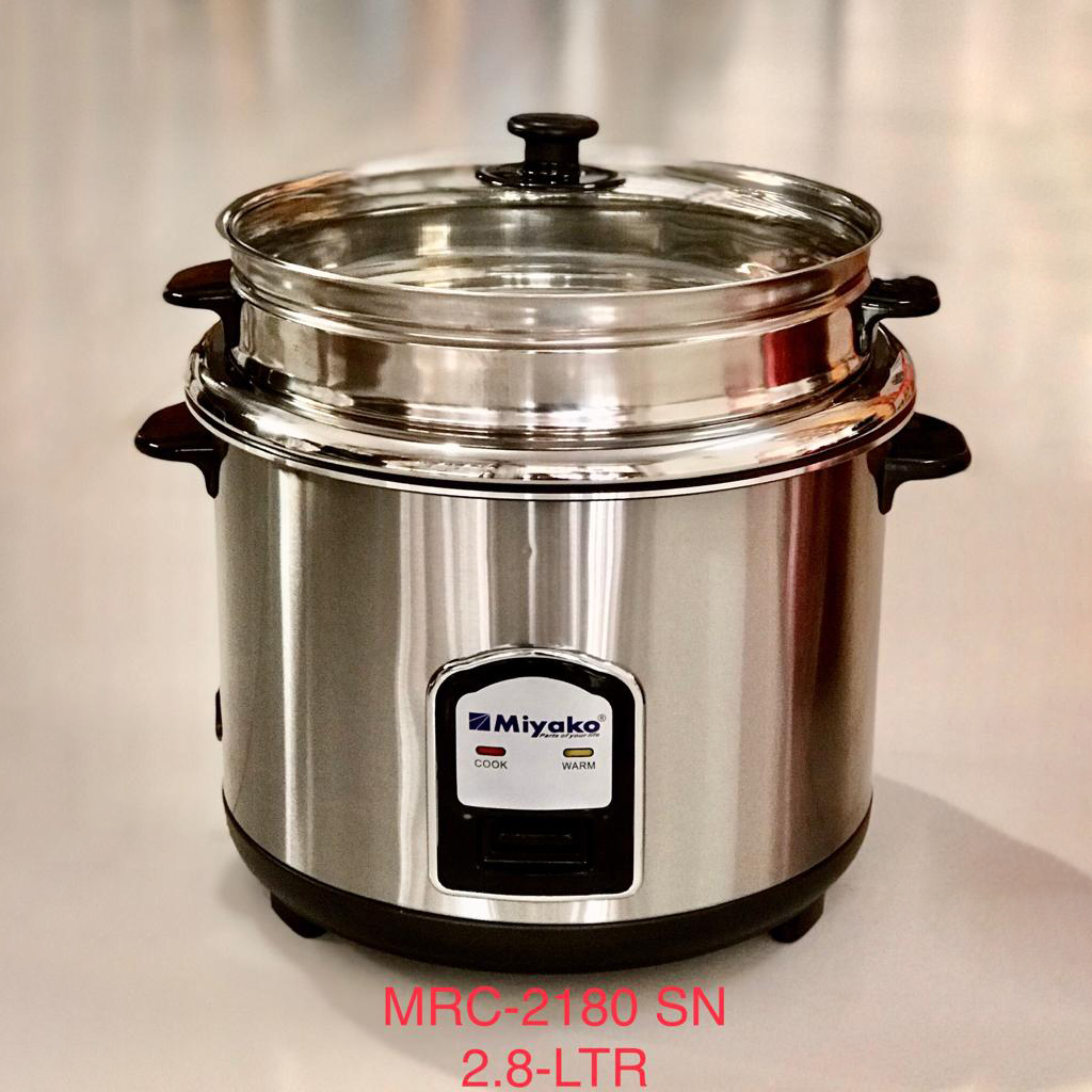 Picture of MIyako 2.8 Liter Automatic Rice Cooker - Double Pot with Glass Lid - ASL-28-YLD