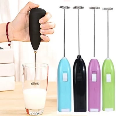 Picture of Hand coffee mixer High quality Stainless steel Drink frother with foamy coffee, milk, juice Runs on 2 AA size batteries-(Multicolor)