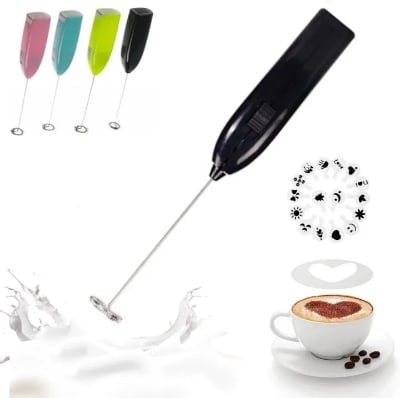 Picture of Hand coffee mixer High quality Stainless steel Drink frother with foamy coffee, milk, juice Runs on 2 AA size batteries-(Multicolor)