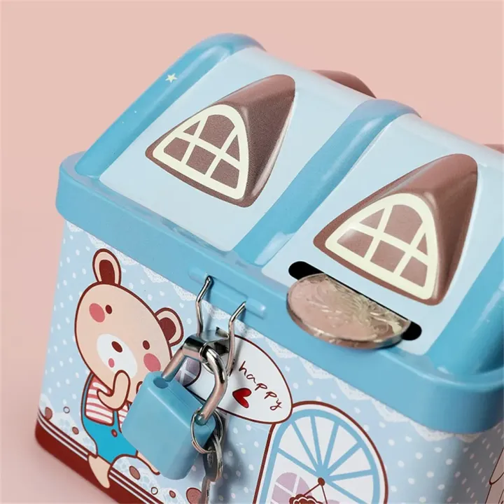 Picture of Metal House Shaped Coin Box, Money bank for Kids-(Multicolor)