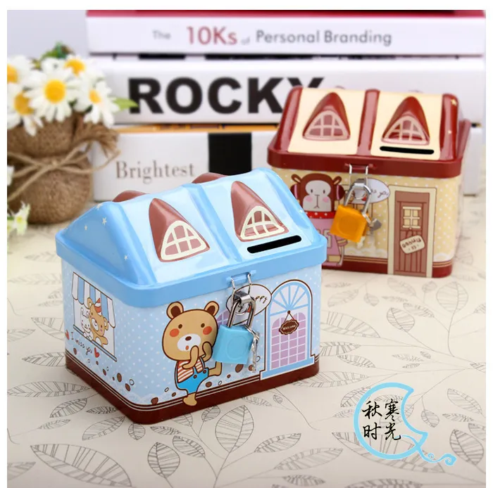 Picture of Metal House Shaped Coin Box, Money bank for Kids-(Multicolor)