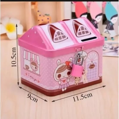 Picture of Metal House Shaped Coin Box, Money bank for Kids-(Multicolor)