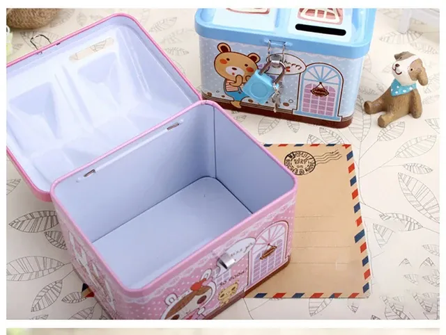 Picture of Metal House Shaped Coin Box, Money bank for Kids-(Multicolor)