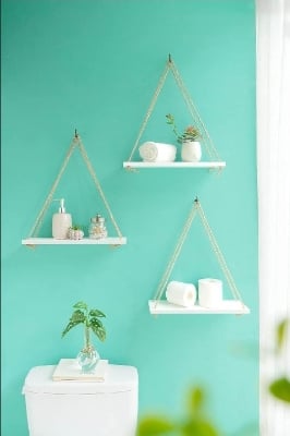 Picture of 3 pcs Wall hanging Shelf Floating Hook - Display Your Pretty Showpieces Wall Hanger Home Decore Wall Decoration-(White)