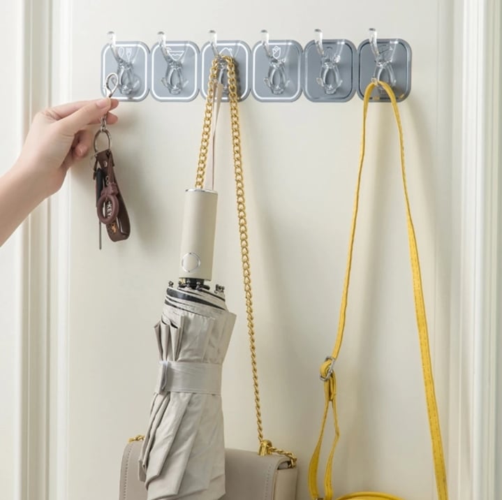 Picture of 6 In 1 Self Adhesive Wall Hooks Waterproof Transparent Adhesive Hooks for Wall Hook 6-(Multicolor)