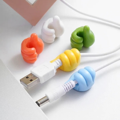 Picture of 3pcs Adhesive Thumb Cable Clip Key Hook Wall Hangers Earphone Cable Organizer Holder Desktop Cord Wire Clips Keeper Multi-Function-(Multicolor)