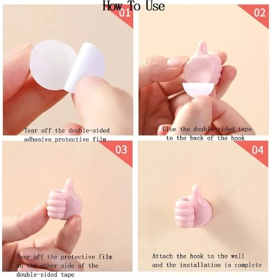 Picture of 3pcs Adhesive Thumb Cable Clip Key Hook Wall Hangers Earphone Cable Organizer Holder Desktop Cord Wire Clips Keeper Multi-Function-(Multicolor)
