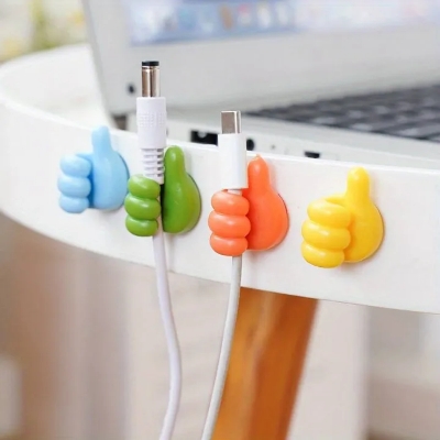 Picture of 3pcs Adhesive Thumb Cable Clip Key Hook Wall Hangers Earphone Cable Organizer Holder Desktop Cord Wire Clips Keeper Multi-Function-(Multicolor)