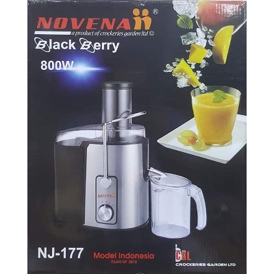 Picture of Novena NJ-177 Stainless Steel 2.0 L CReated Frequency 50Hz Voltage-220-240v Rated Working Time<-5min Silver and Black Electric Juicer 6 Month Warranty Period.