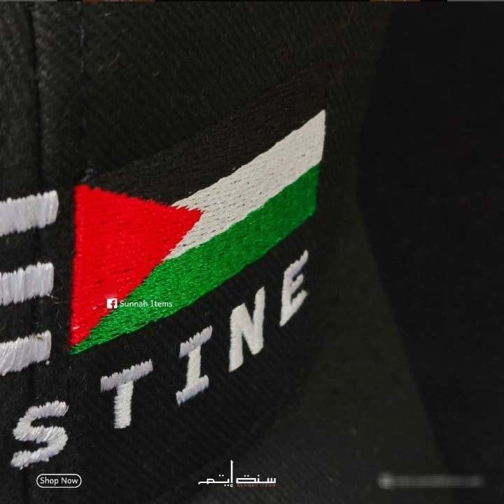 Picture of Premium Dawah Cap - Islamic Dawah Cap - FREE PALESTINE Embroidery-(Black)