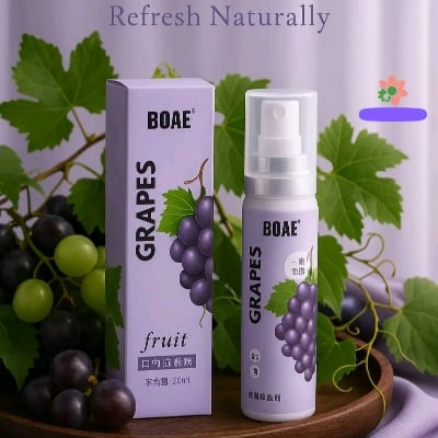 Picture of Oral Fresh Spray Mouth Freshener Grapes Smell Fresh Breath Mouth Fruit Grape Flavor Persistent Portable Oral Care-(Grape)